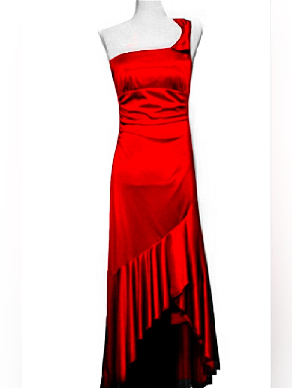 Deb Asymmetrical Ruffle Teired Bold Scarlett Red Dress